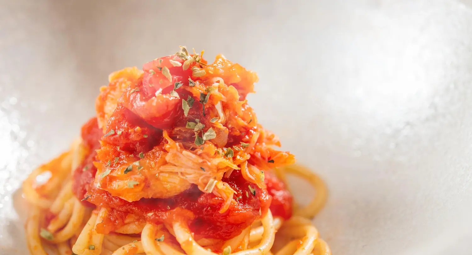 蟹トマトクリームパスタ